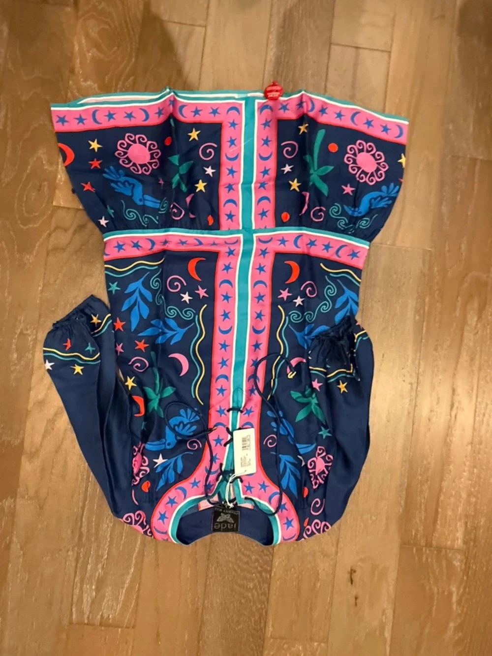 Johnny Was Navy Multicolor Silk-Blend Selena Dress - Picture 7 of 12